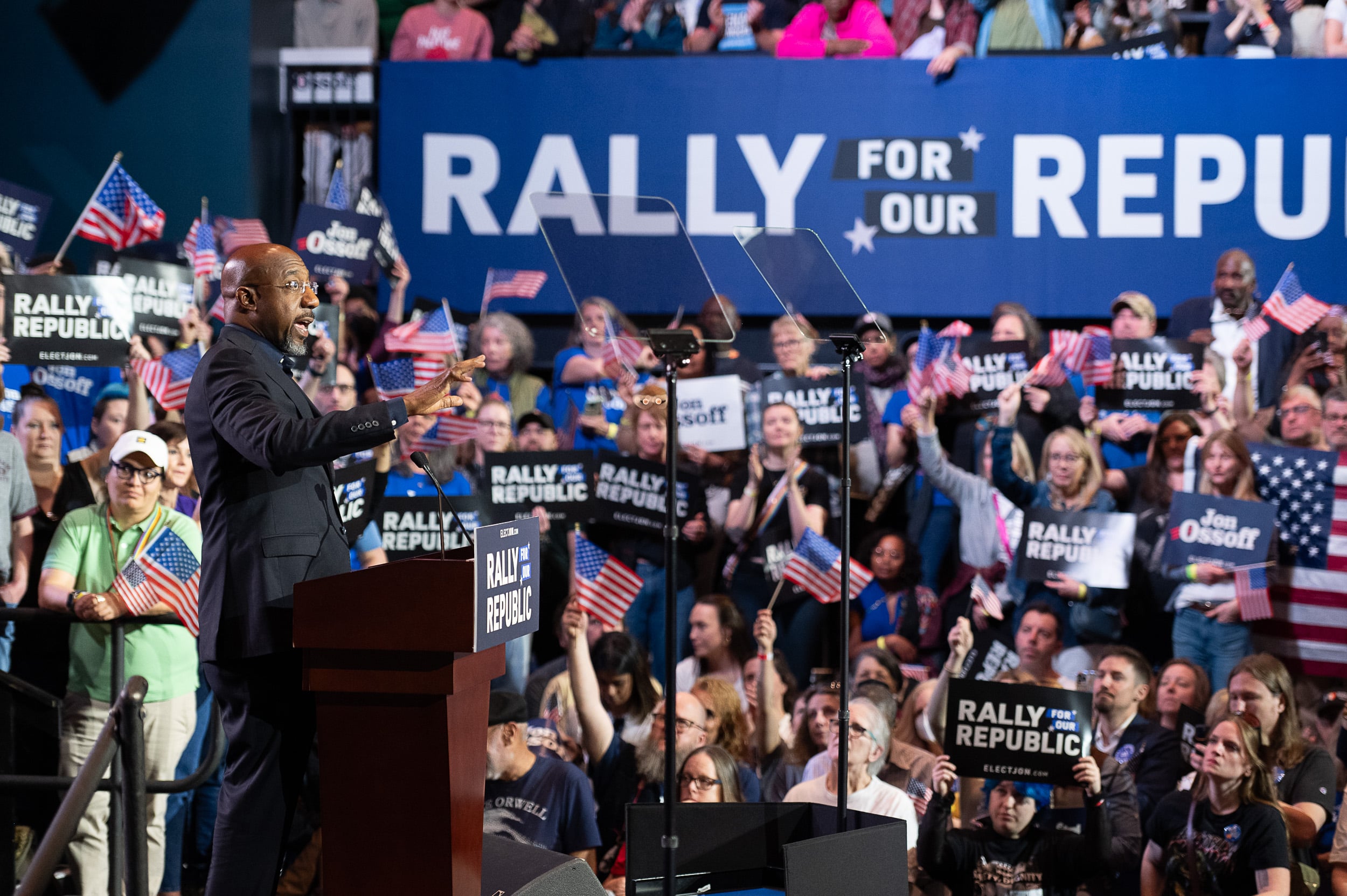 U.S. Senator Raphael Warnock addressing thousands at Rally for Our Republic