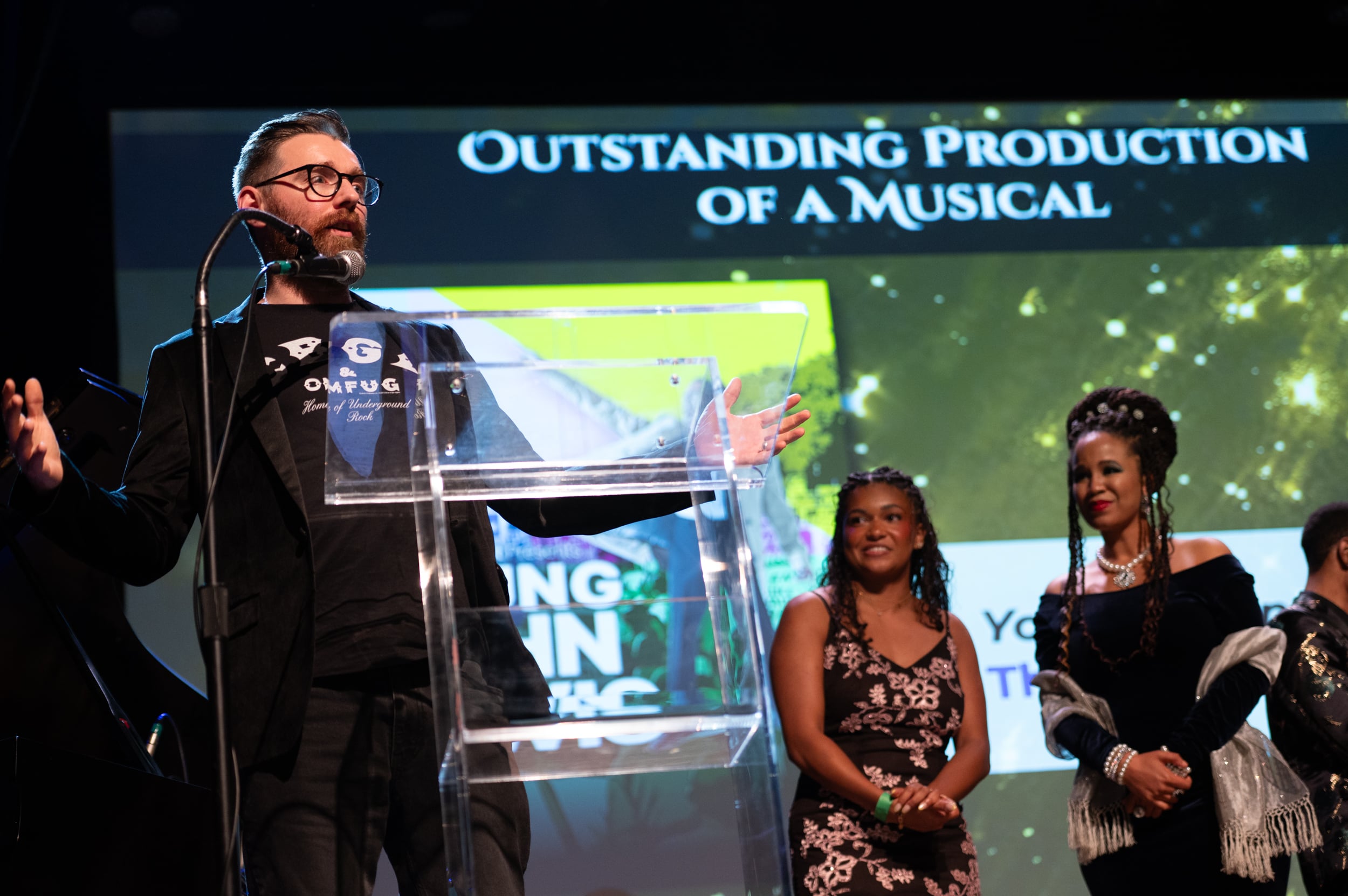 Winner accepting Outstanding Production of a Musical award at Suzi Bass Awards
