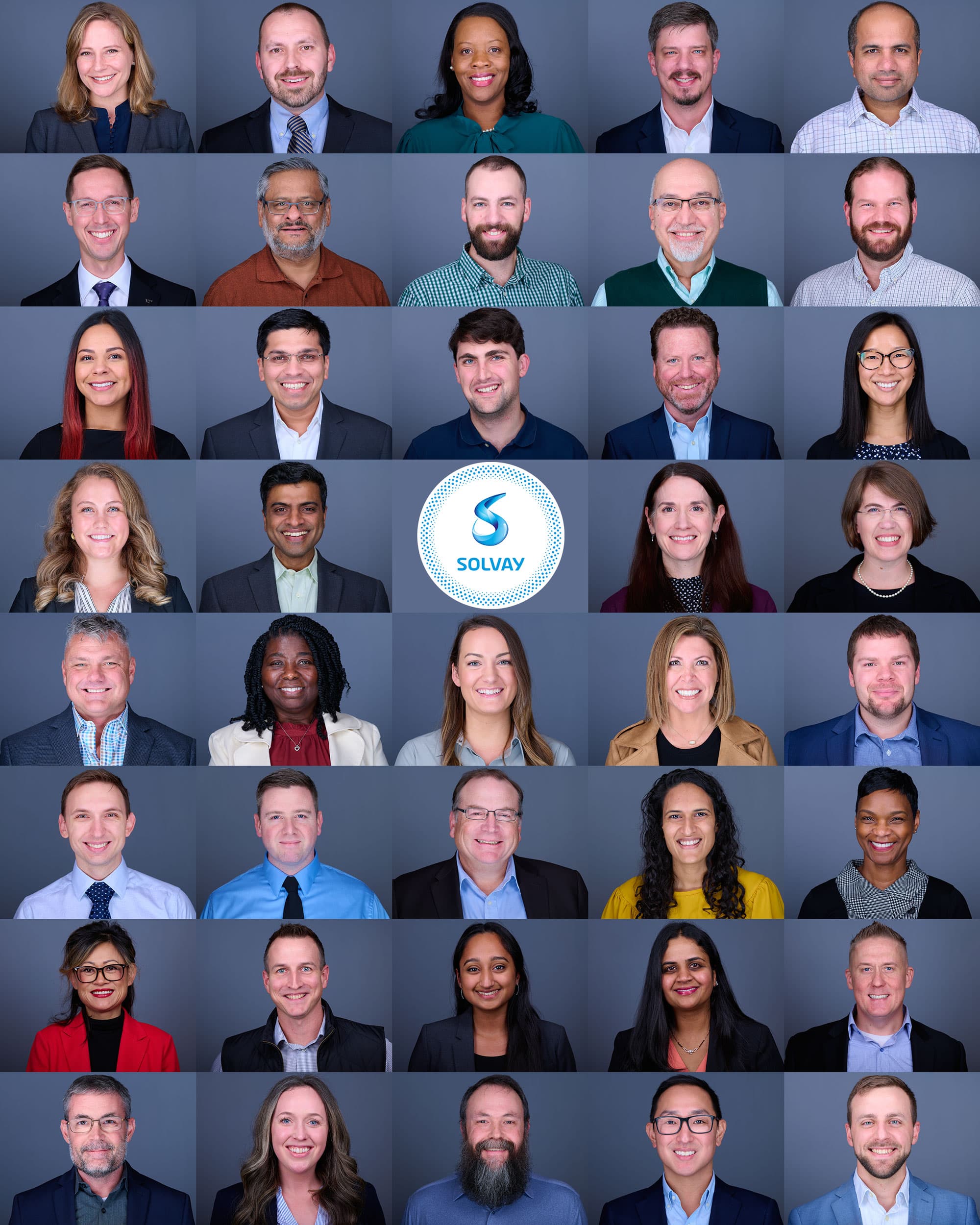 Grid of team headshots — consistent corporate photography for company website